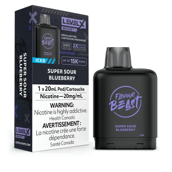 LEVEL X FLAVOUR BEAST BOOST POD 20ML - SUPER SOUR BLUEBERRY ICED
