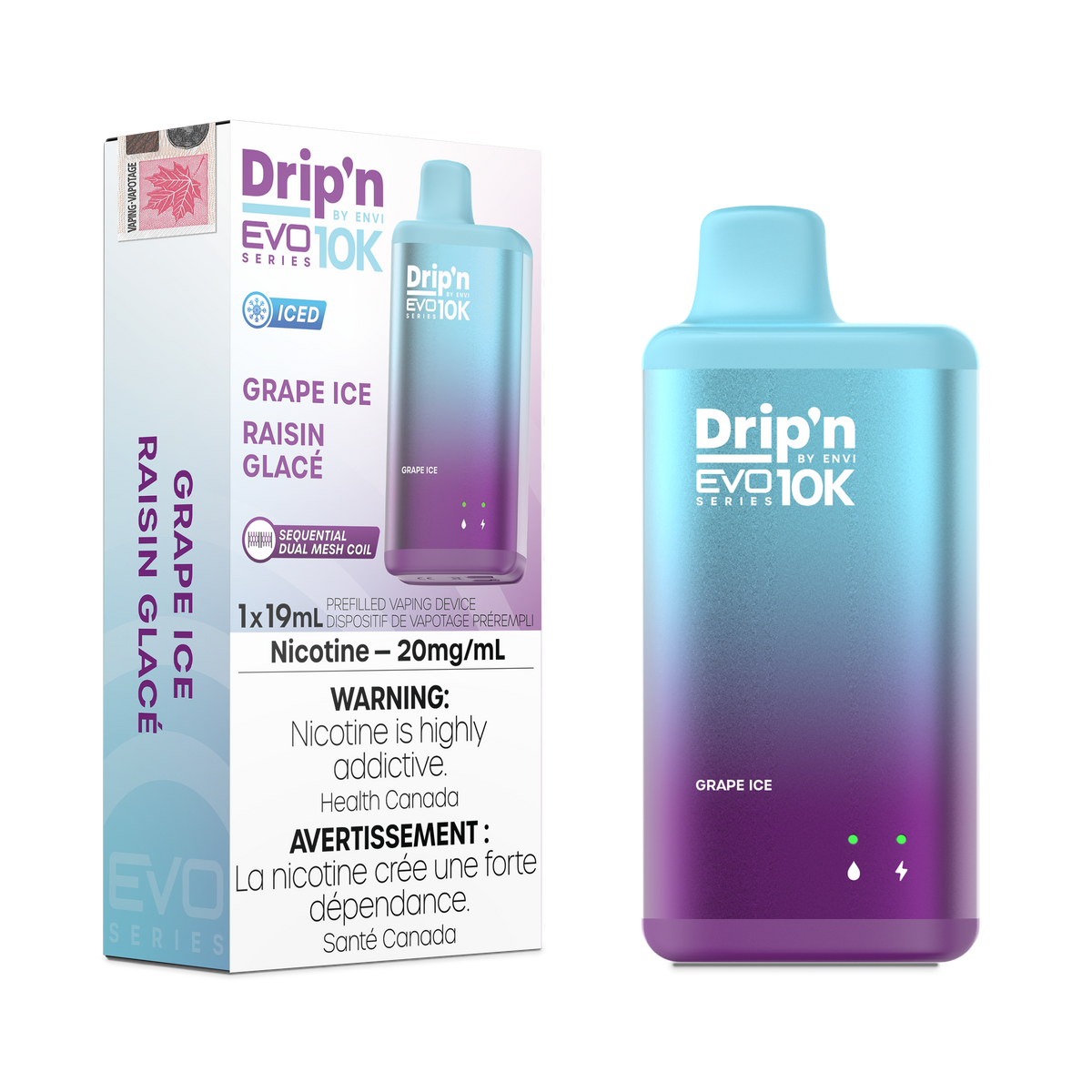 DRIP'N BY ENVI EVO 10K DISPOSABLE - GRAPE ICE