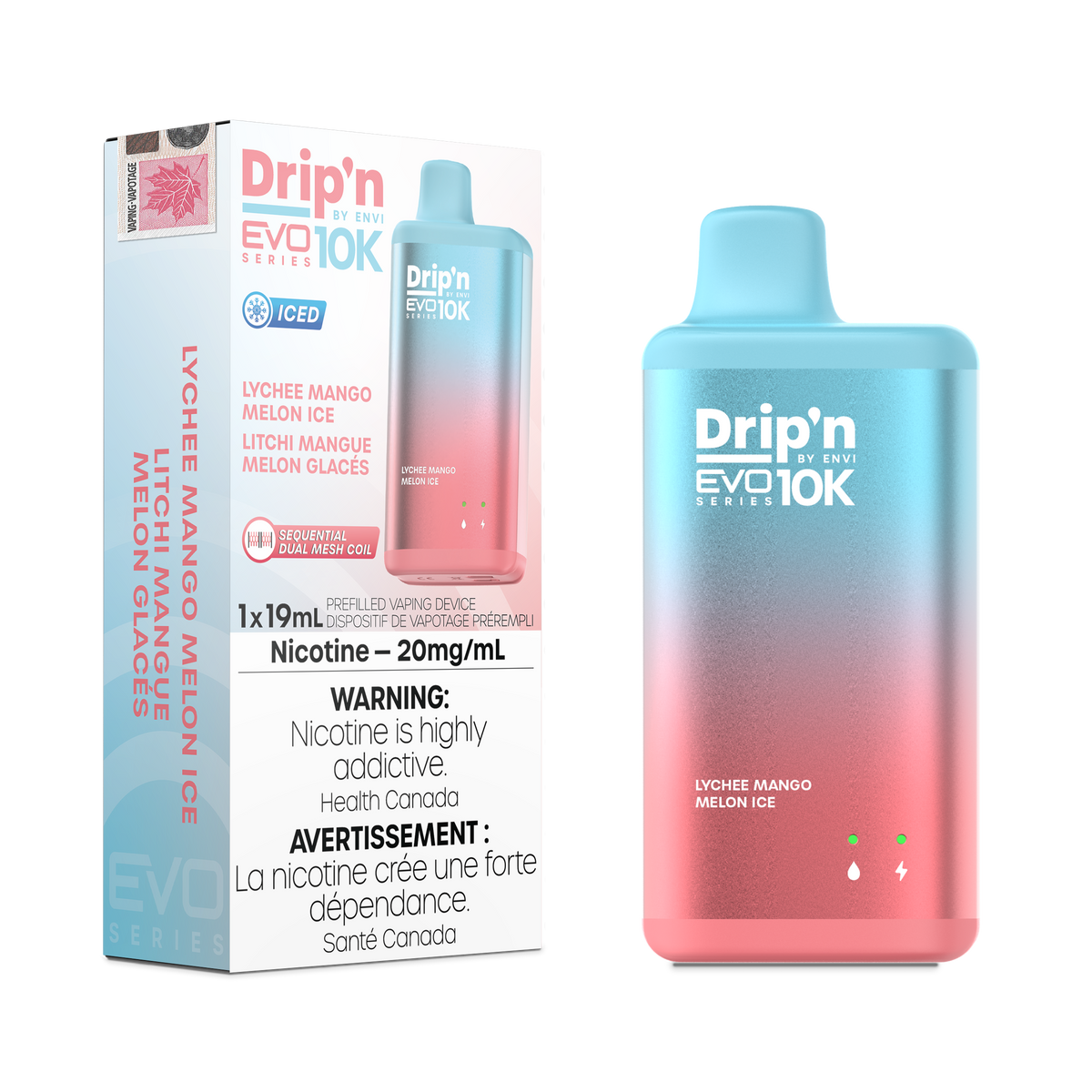 DRIP'N BY ENVI EVO 10K DISPOSABLE - LYCHEE MANGO MELON ICE