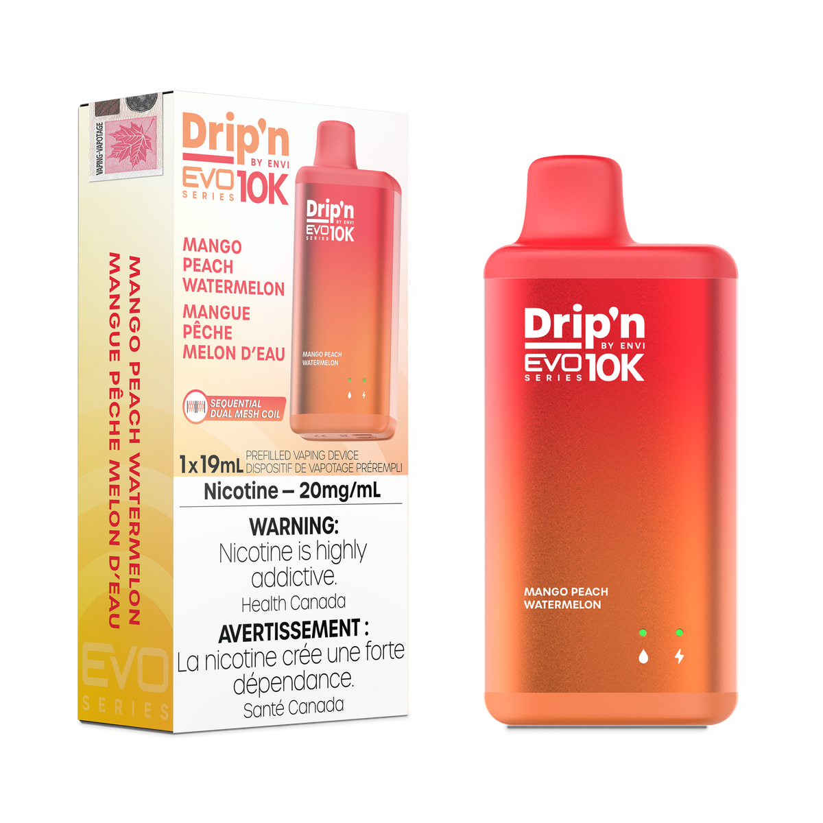 DRIP'N BY ENVI EVO 10K DISPOSABLE - MANGO PEACH WATERMELON