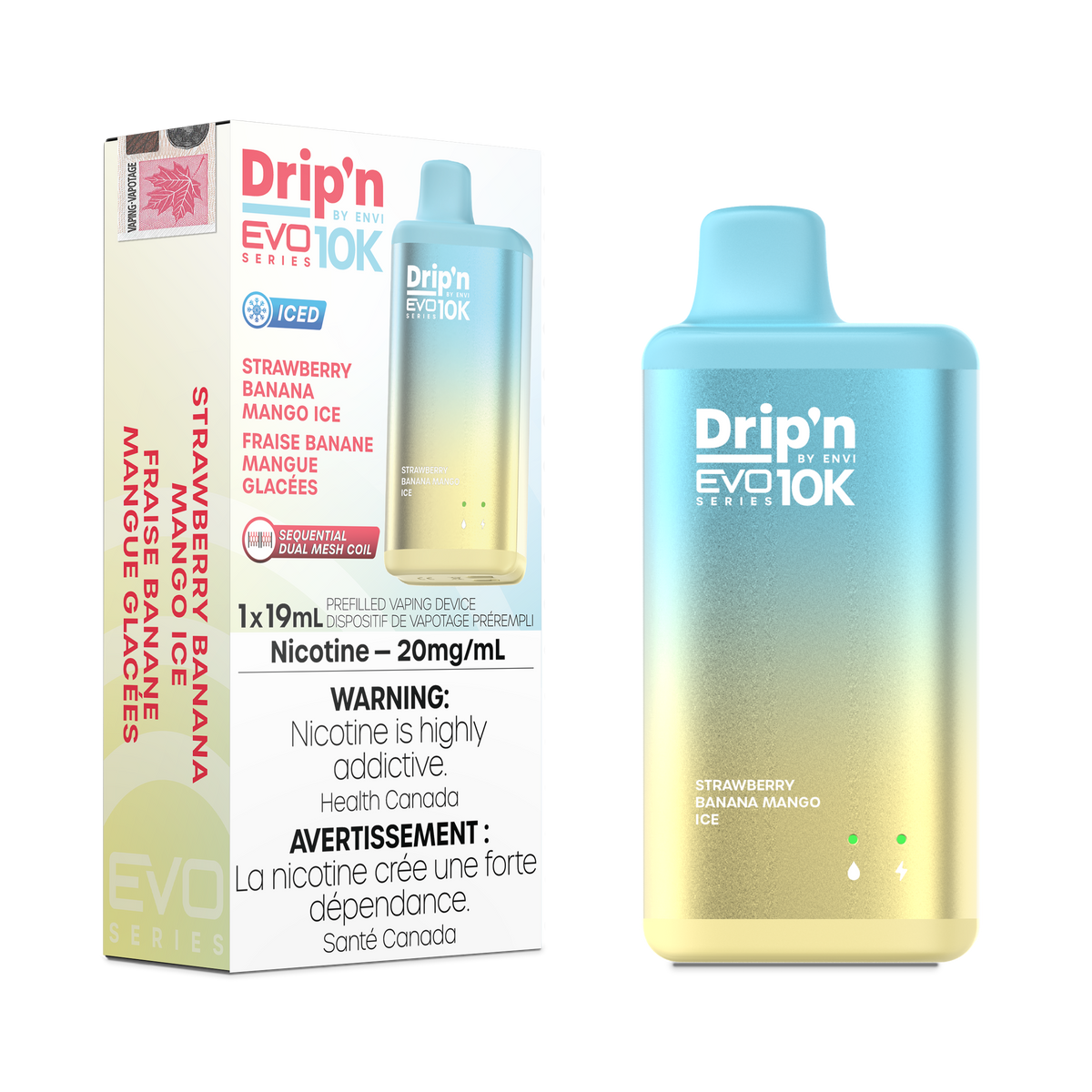 DRIP'N BY ENVI EVO 10K DISPOSABLE - STRAWBERRY BANANA MANGO ICE