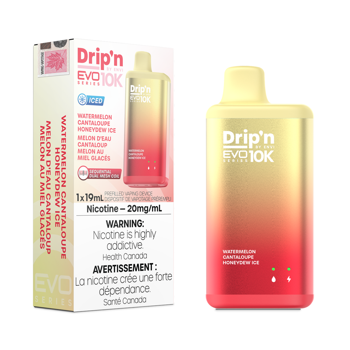 DRIP'N BY ENVI EVO 10K DISPOSABLE - WATERMELON CANTALOUPE HONEYDEW ICE