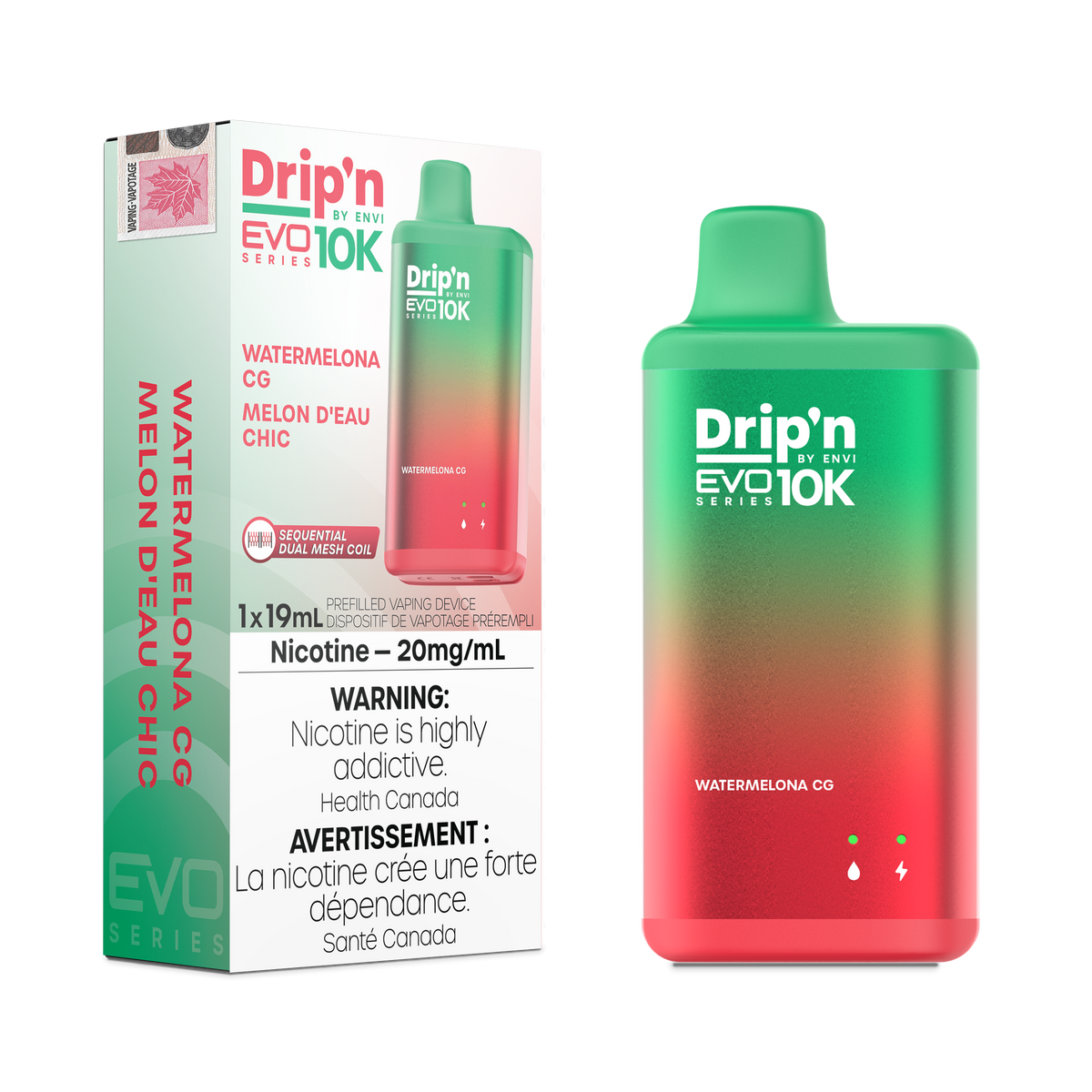 DRIP'N BY ENVI EVO 10K DISPOSABLE - WATERMELONA CG