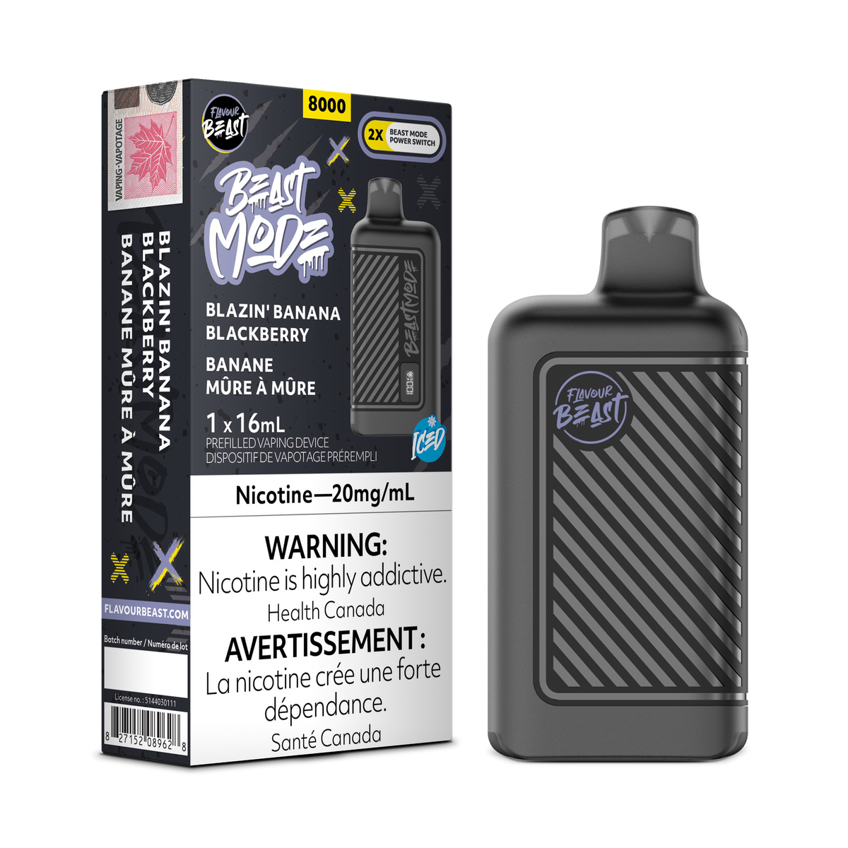 Flavour Beast Beast Mode 8K Disposable - Blazin' Banana Blackberry Iced