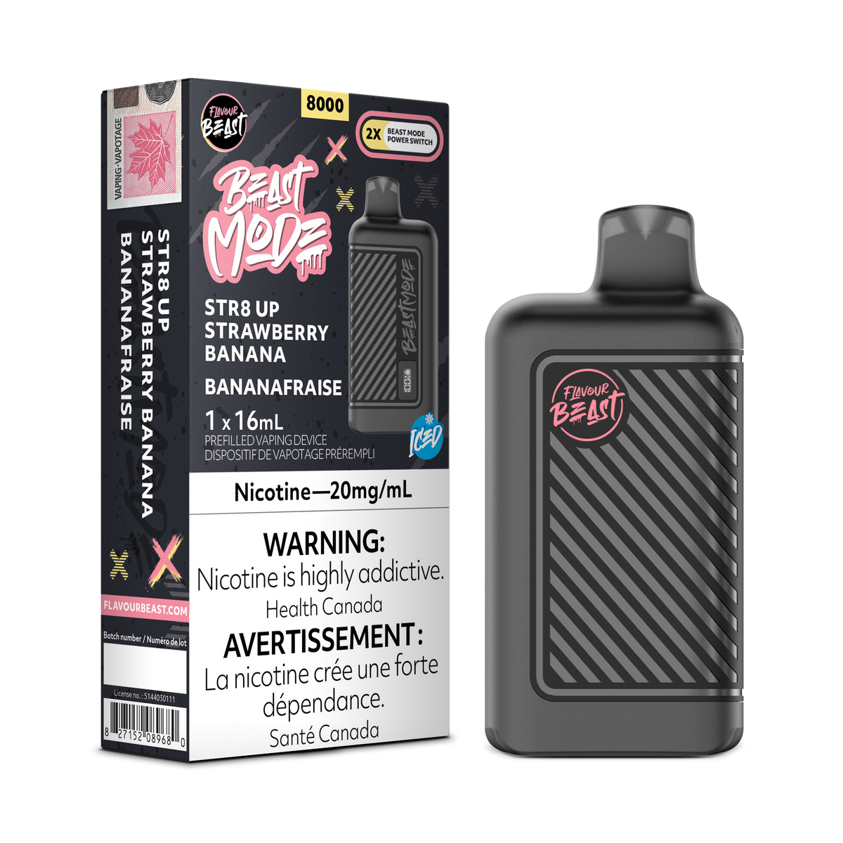 Flavour Beast Beast Mode 8K Disposable - STR8 UP Strawberry Banana Iced