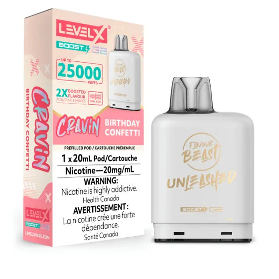 LEVEL X FLAVOUR BEAST UNLEASHED BOOST POD 20ML - BIRTHDAY CONFETTI