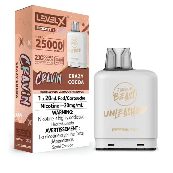 LEVEL X FLAVOUR BEAST UNLEASHED BOOST POD 20ML - CRAZY COCOA