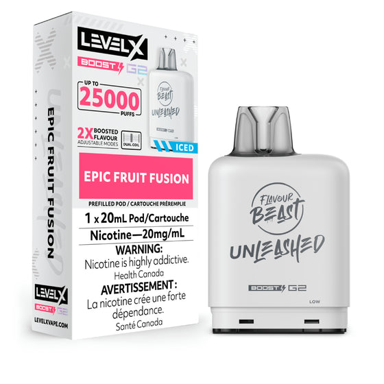 LEVEL X FLAVOUR BEAST UNLEASHED BOOST POD 20ML - EPIC FRUIT FUSION