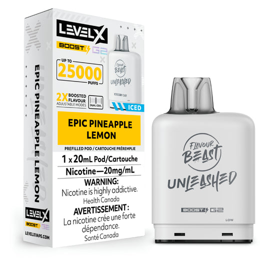 LEVEL X FLAVOUR BEAST UNLEASHED BOOST POD 20ML - EPIC PINEAPPLE LEMON