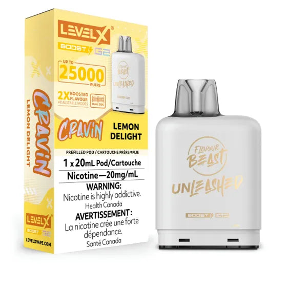 LEVEL X FLAVOUR BEAST UNLEASHED BOOST POD 20ML - LEMON DELIGHT