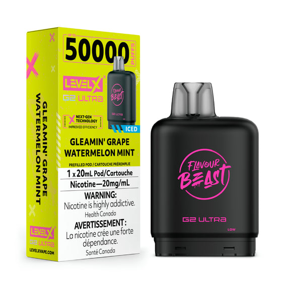 Level X Flavour Beast G2 Ultra Pod 20mL - Gleamin' Grape Watermelon Mint