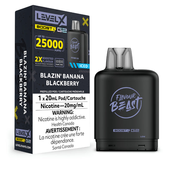 LEVEL X FLAVOUR BEAST BOOST POD 20ML - BLAZIN' BANANA BLACKBERRY