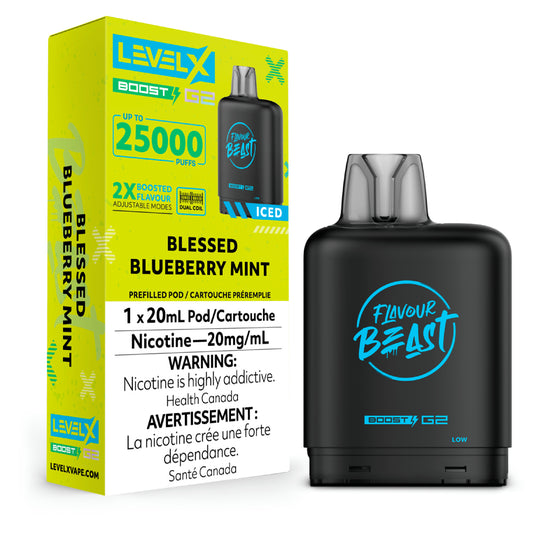 LEVEL X FLAVOUR BEAST BOOST POD 20ML - BLESSED BLUEBERRY MINT