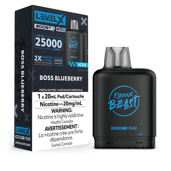 LEVEL X FLAVOUR BEAST BOOST POD 20ML - BOSS BLUEBERRY