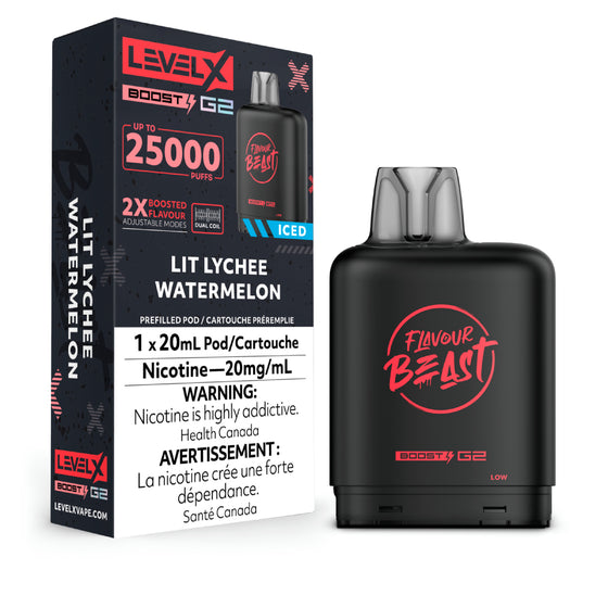 LEVEL X FLAVOUR BEAST BOOST POD 20ML - LIT LYCHEE WATERMELON