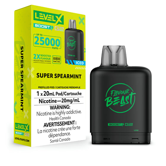 LEVEL X FLAVOUR BEAST BOOST POD 20ML - SUPER SPEARMINT