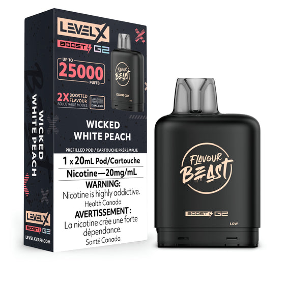 LEVEL X FLAVOUR BEAST BOOST POD 20ML - WICKED WHITE PEACH