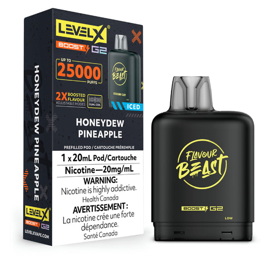 LEVEL X FLAVOUR BEAST BOOST POD 20ML - HONEYDEW PINEAPPLE