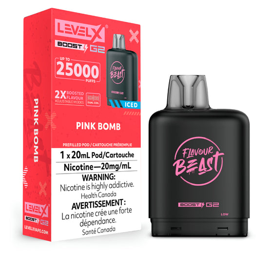 LEVEL X FLAVOUR BEAST BOOST POD 20ML - PINK BOMB (ICE)