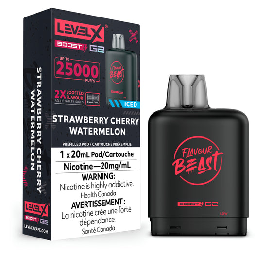 LEVEL X FLAVOUR BEAST BOOST POD 20ML - STRAWBERRY CHERRY WATERMELON