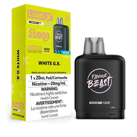 LEVEL X FLAVOUR BEAST BOOST POD 20ML - WHITE GB ICED