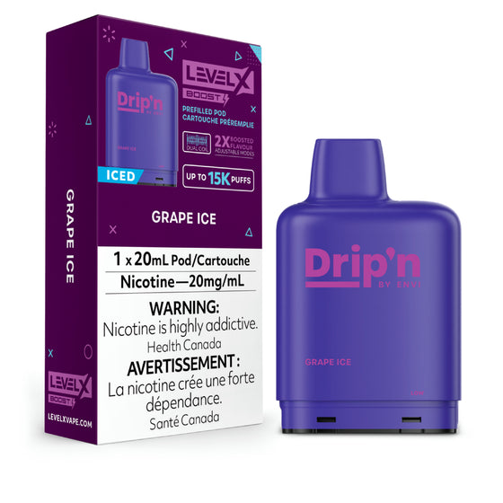 LEVEL X DRIP'N BOOST POD 20ML - GRAPE ICE