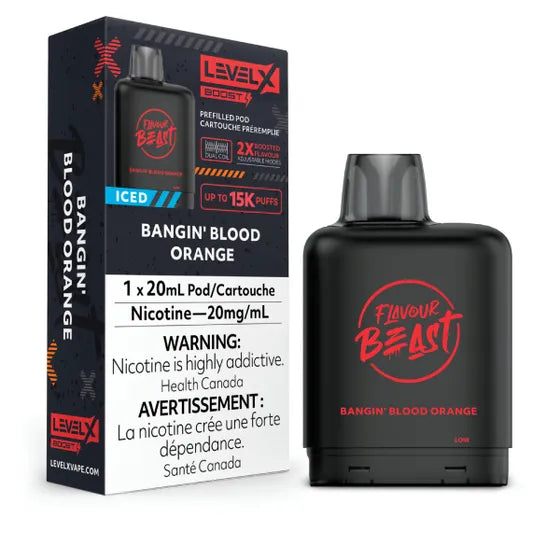 LEVEL X FLAVOUR BEAST BOOST POD 20ML - BANGIN BLOOD ORANGE ICED