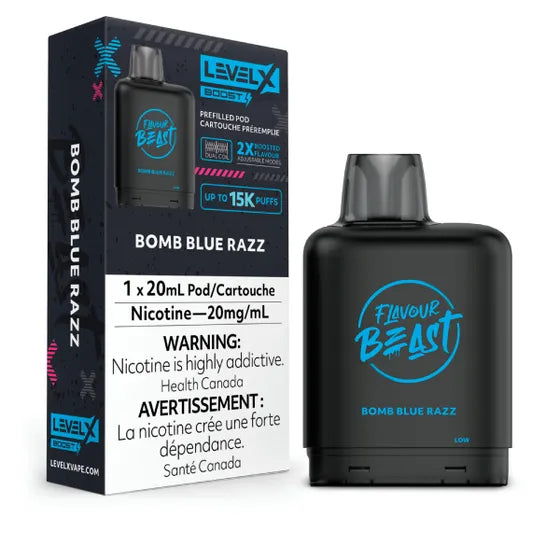 LEVEL X FLAVOUR BEAST BOOST POD 20ML - BOMB BLUE RAZZ