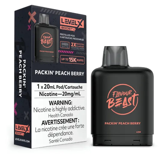 LEVEL X FLAVOUR BEAST BOOST POD 20ML - PACKIN PEACH BERRY