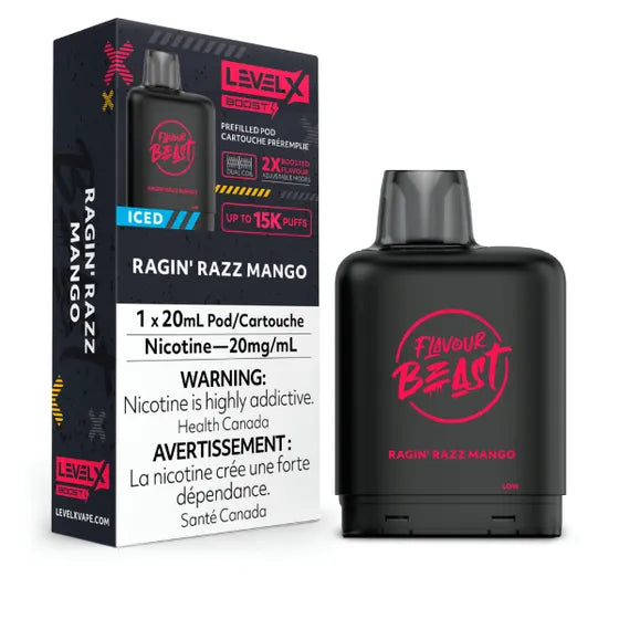 LEVEL X FLAVOUR BEAST BOOST POD 20ML - RAGIN RAZZ MANGO ICED