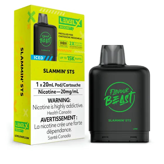 LEVEL X FLAVOUR BEAST BOOST POD 20ML - SLAMMIN STS ICED