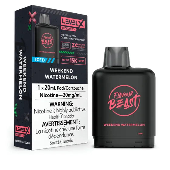 LEVEL X FLAVOUR BEAST BOOST POD 20ML - WEEKEND WATERMELON ICED