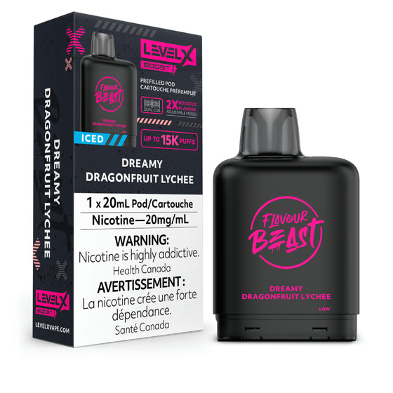 LEVEL X FLAVOUR BEAST BOOST POD 20ML - DREAMY DRAGONFRUIT LYCHEE ICED