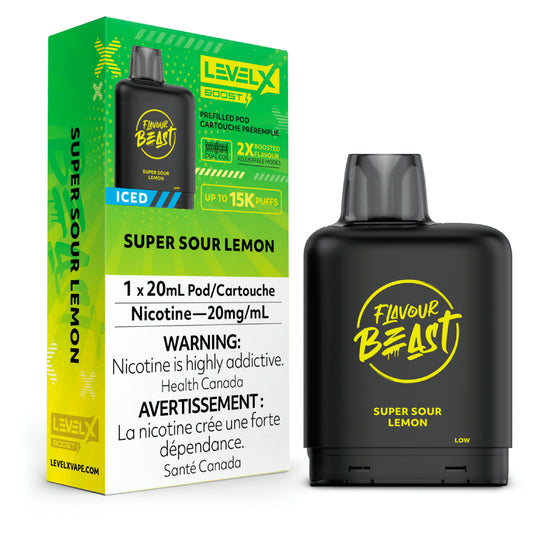 LEVEL X FLAVOUR BEAST BOOST POD 20ML - SUPER SOUR LEMON ICED