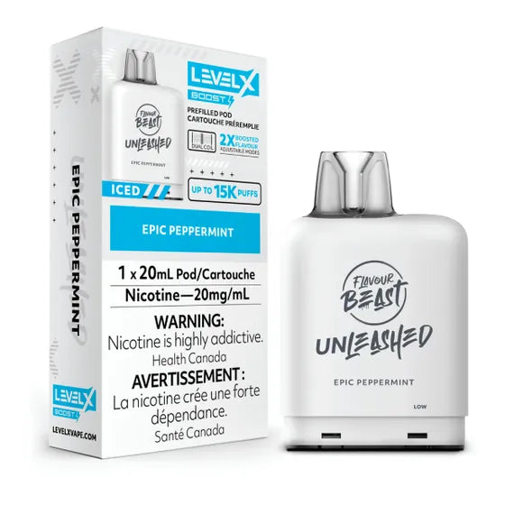 LEVEL X FLAVOUR BEAST UNLEASHED BOOST POD 20ML - EPIC PEPPERMINT